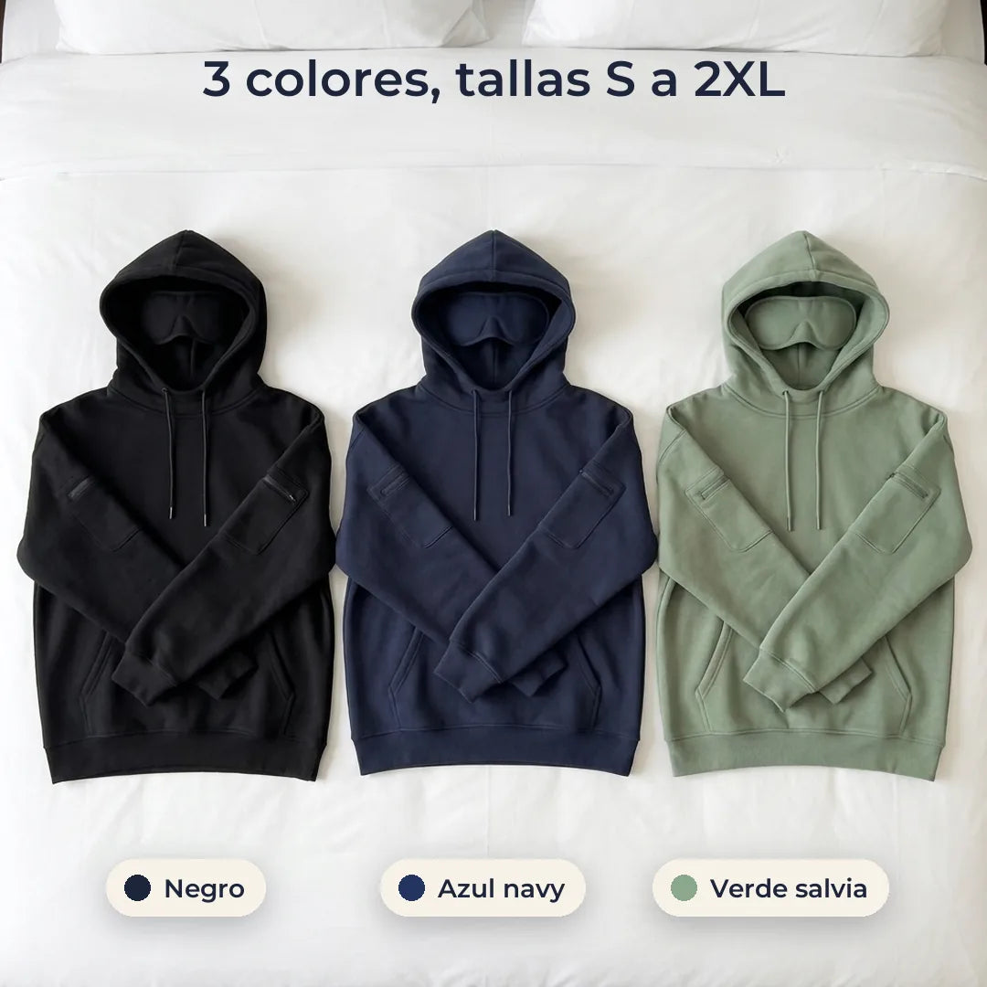 Buzo VOYRA en negro, azul navy y verde salvia